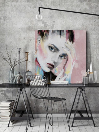 "Doubtful Pose II" Painting Print on Wrapped Canvas, 18"x18"