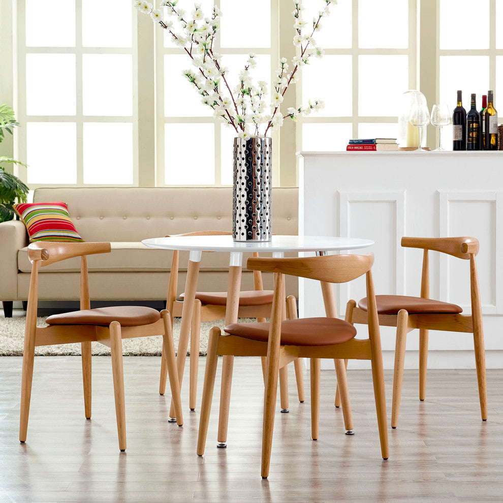 Modern Contemporary Kitchen Wood Dining Side Chairs Set of 4 Natural Tan