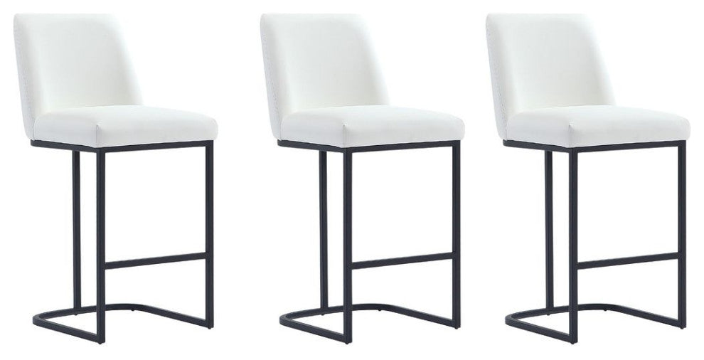 Manhattan Comfort Serena Counter Stool, White, Set of 3