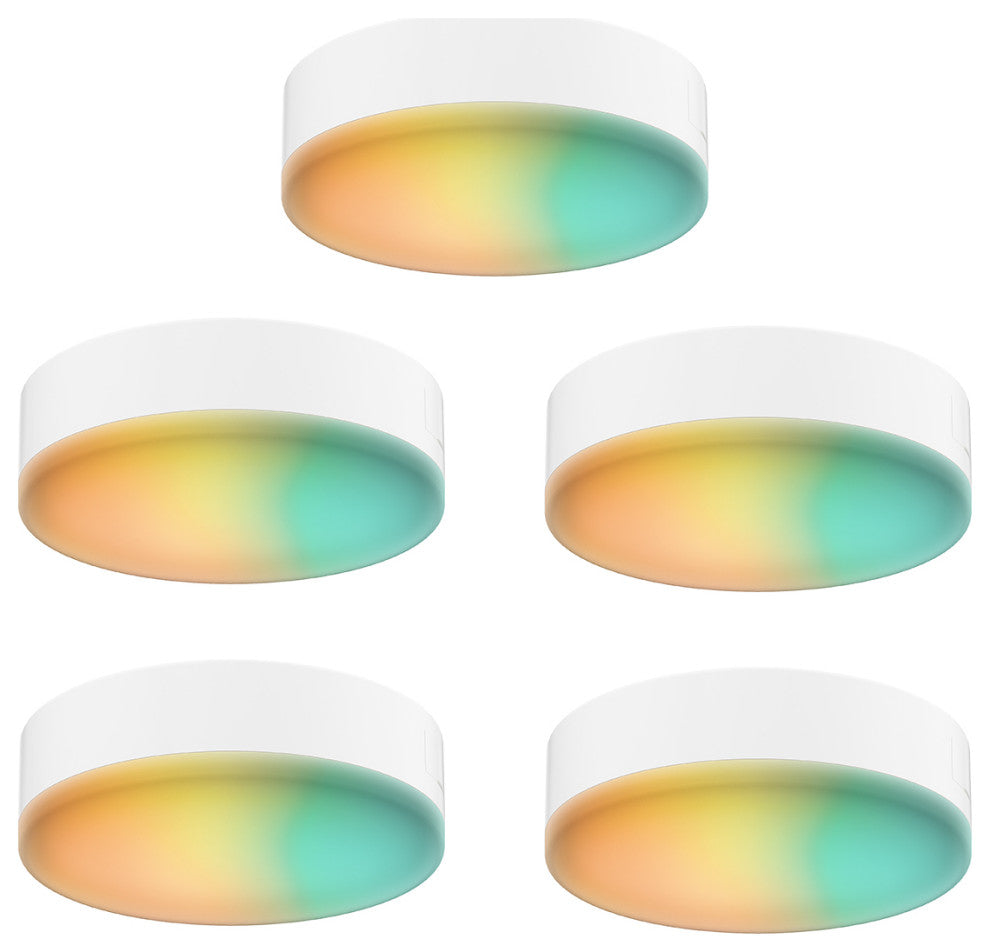 DALS Lighting Smart RGB-CCT Under Cabinet Puck Kit, 5-Pack