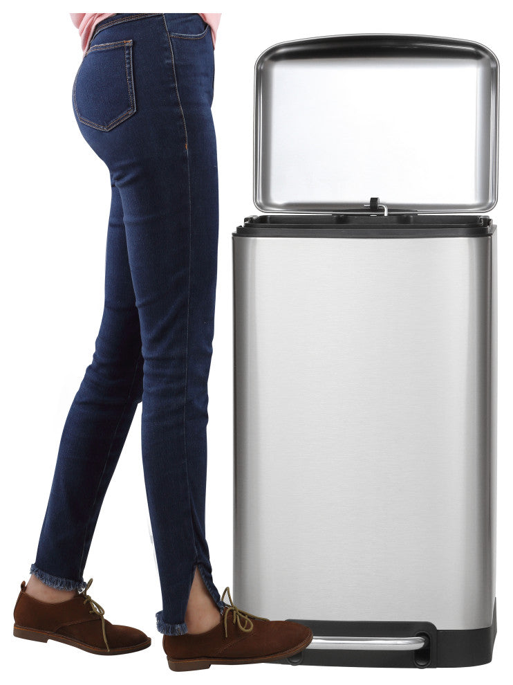 Ashley Rectangular Trash Can With Soft-Close Lid, Steel, 8 gal.