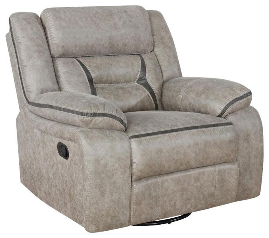 Coaster Greer Faux Leather Upholstered Tufted Back Glider Recliner Taupe