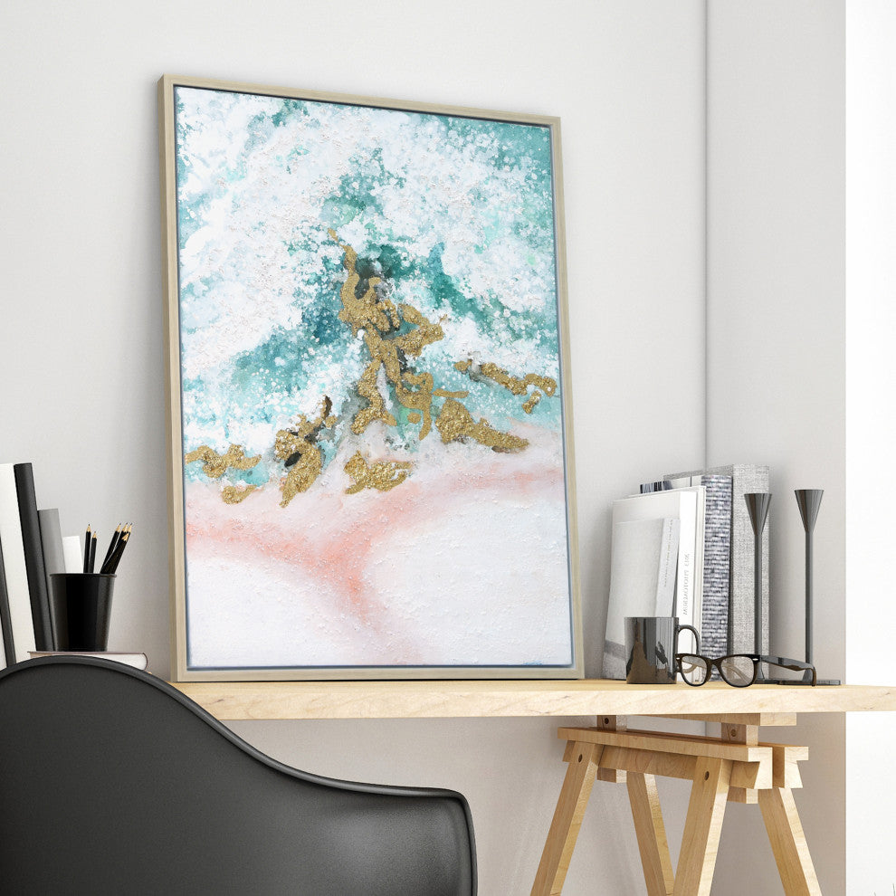 Sunday Ocean Textured Metallic Hand Painted Framed Wall Art by Martin Edwards