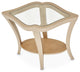 Malibu Crest Wood End Table with Glass Top - Chardonnay