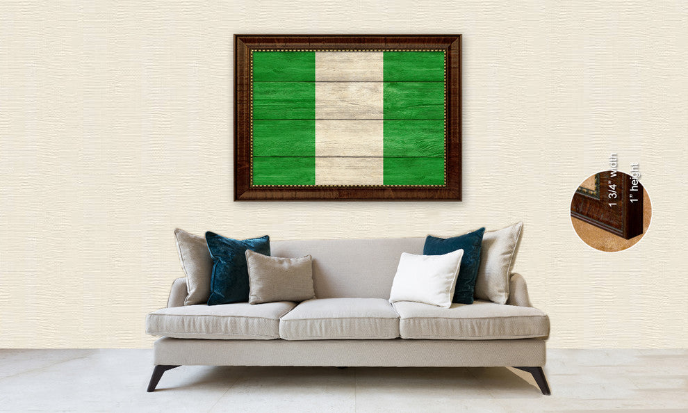Niger Country Textured Flag Print With Brown Gold Frame, 19"X27"