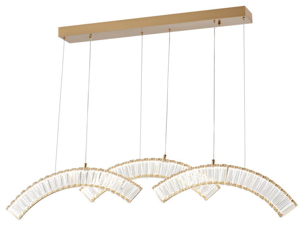 Sanford Integrated Color Changing LED Chandelier, Brushed Gold, 3 Lights/Arcs