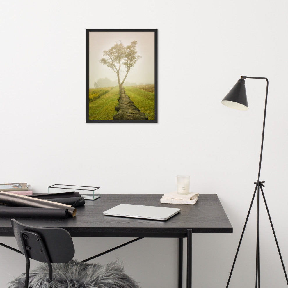 Calming Morning Rural Landscape Framed Photo Paper Wall Art Prints, Black, 18" X 24"