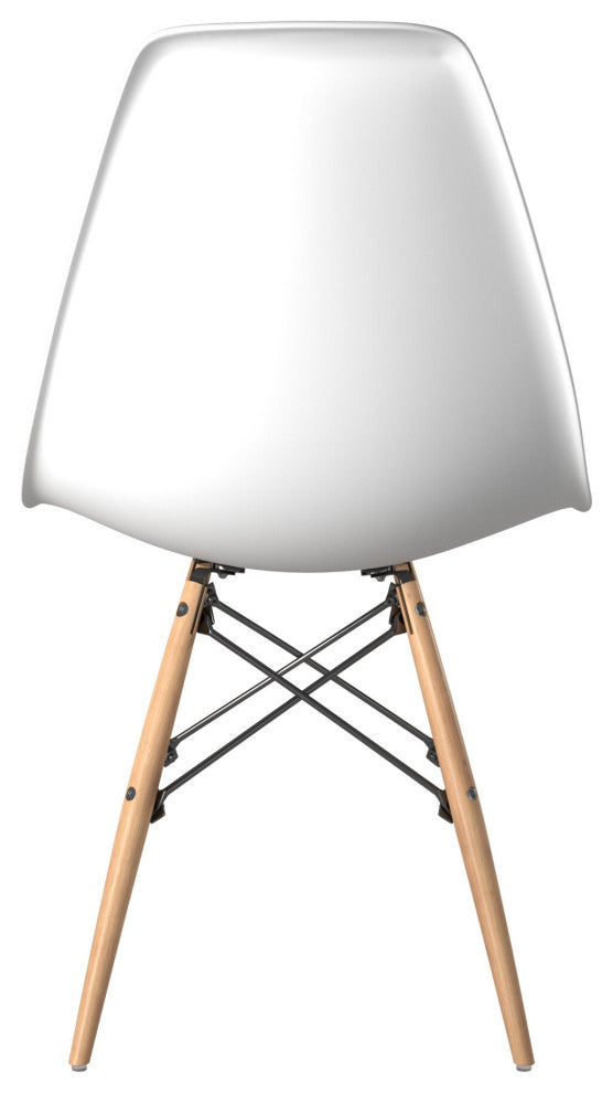 Dining Chair Polypropylene With Wood Legs, Set of 2, White
