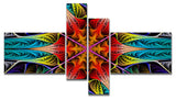 Colorful Fractal Stained Glass, Abstract Canvas Art Print, 60"x32", 4 panels