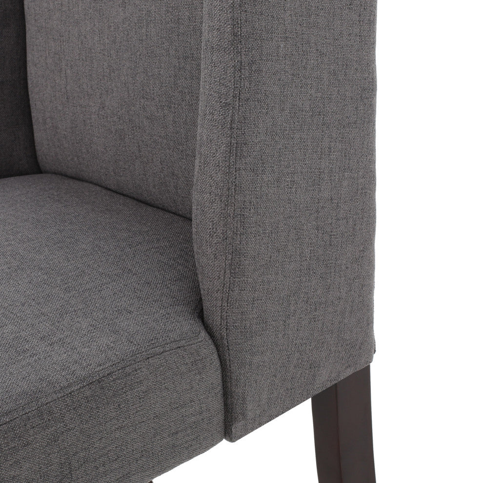 GDF Studio Cline Contemporary Fabric Wingback Dining Chair, Set of 2, Dark Gray