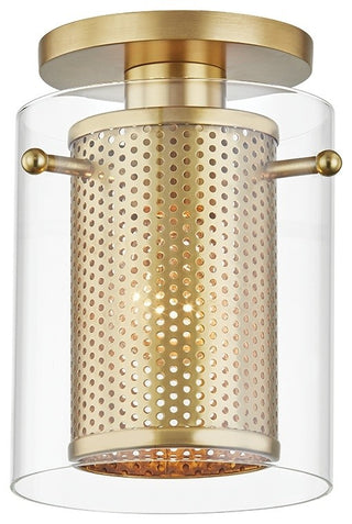 Elanor 1-Light Flush Mount, Aged Brass