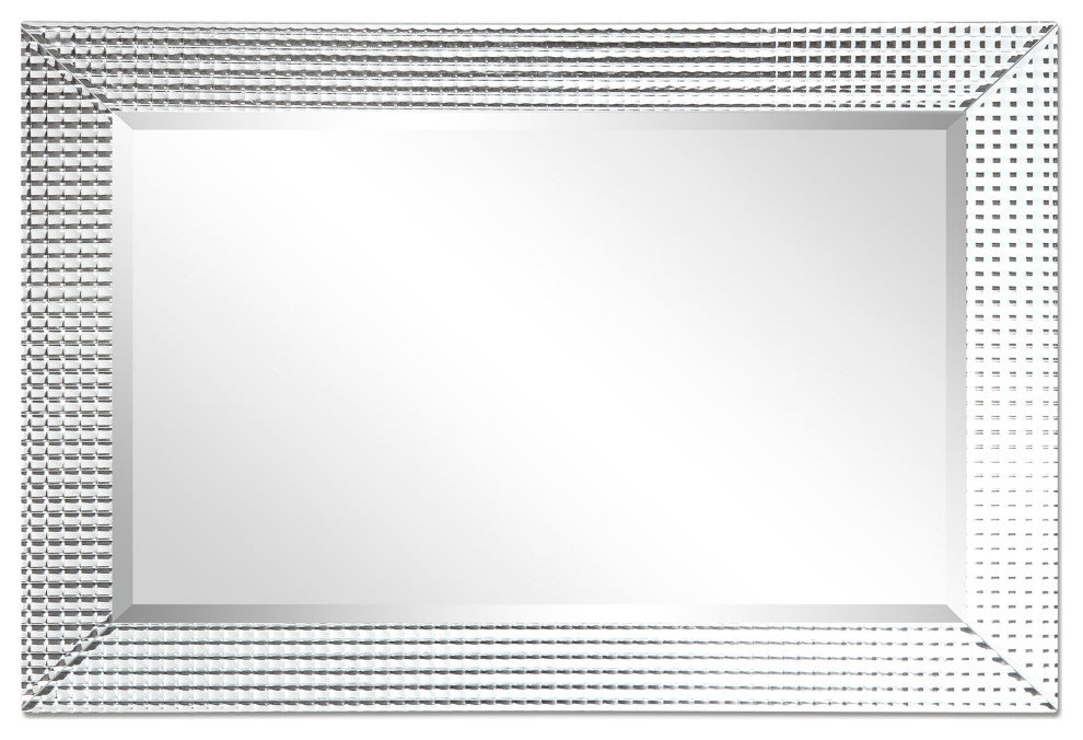 Bling Beveled Glass Rectangle Wall Mirr, 1" Beveled Center, Wood Frame, 36"x24"