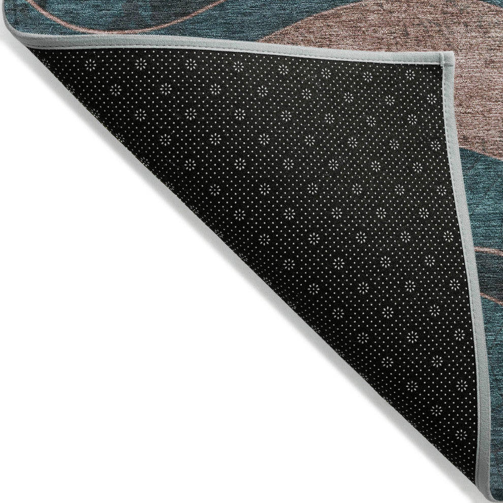 Machine Washable Indoor/Outdoor Chantille ACN1892 Teal 8' x 8' Round Rug