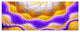 Blue Yellow Snake Skin Flower, Abstract Wall Art Canvas, 70"x28", 6 Panels