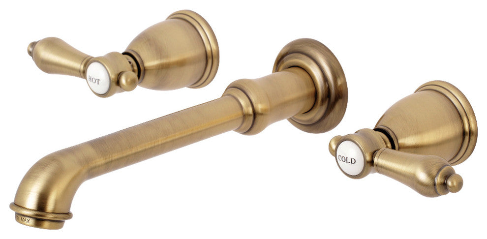 Kingston Brass Two-Handle Wall Mount Bathroom Faucet, Antique Brass