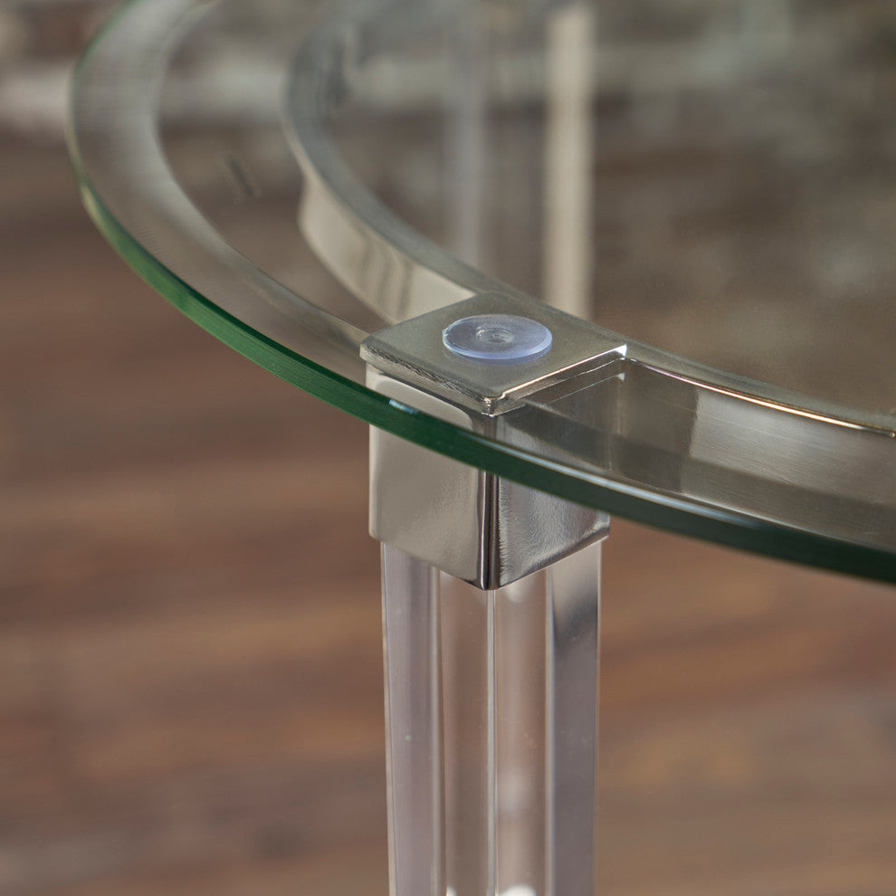 GDF Studio Orson Acrylic and Tempered Glass Square Circular End Table