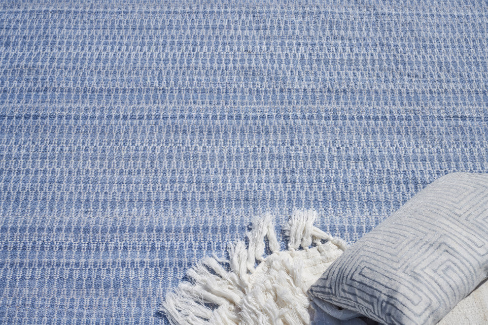 Florence Indoor/Outdoor Handmade Flatwoven PET yarn Light Blue Area Rug, 3'x5'