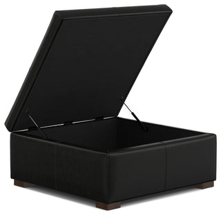 Gabbie Square Coffee Table Storage Ottoman, Midnight Black