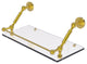 Dottingham 18" Floating Glass Shelf with Gallery Rail, Polished Brass