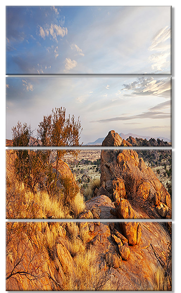 Beautiful African Rocky Landscape, Landscape Canvas Art, 28"x48", 4 Panels