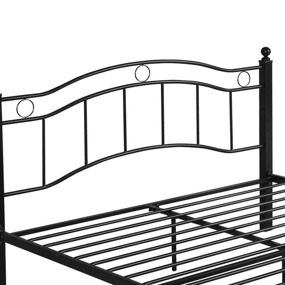 Hallie Contemporary Iron King Bed Frame, Flat Black