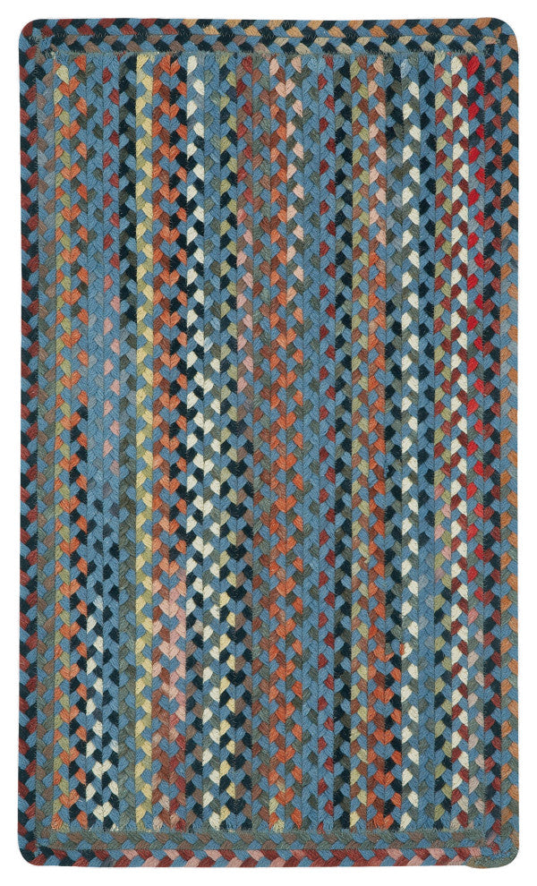 Capel St. Johnsbury Medium Blue 0440_400 Braided Rugs - 4' X 6' Vertical Stripe