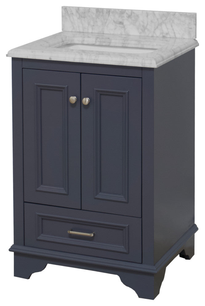 Nantucket 24" Bathroom Vanity, Marine Gray, Carrara Marble
