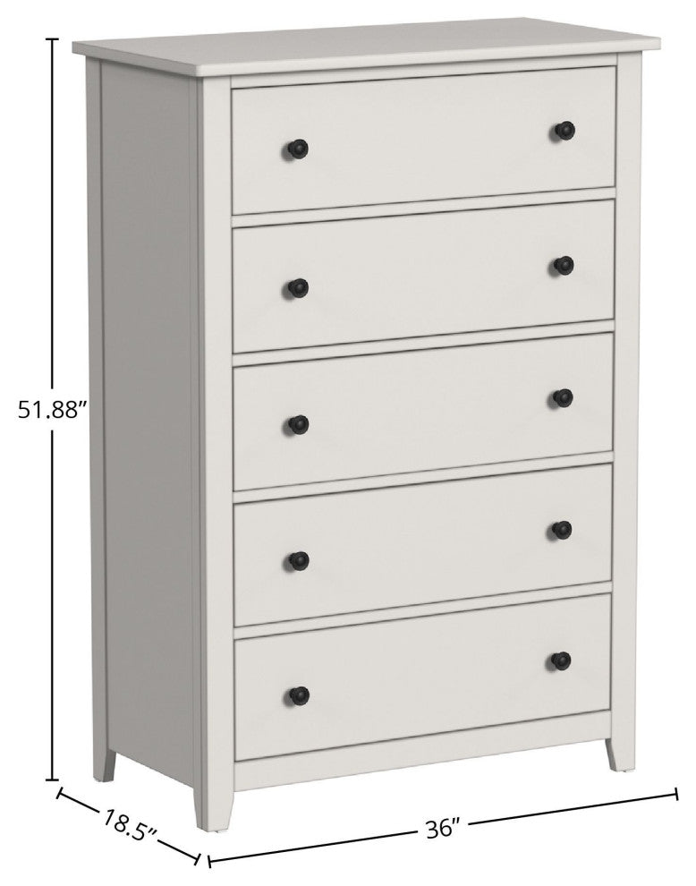 Lodge 5-Drawer Wood Chest, Cream