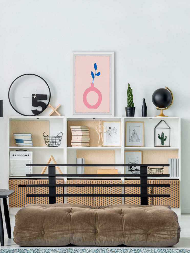 "Pink Cutout Vase" Framed Painting Print, 16x24