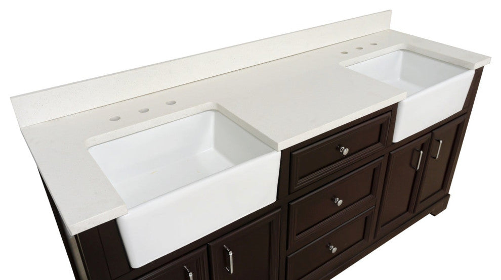 Zelda 72" Bathroom Vanity, Chocolate, Quartz