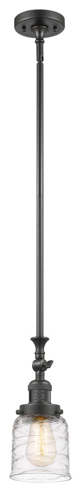 Small Bell 1 Light Mini Pendant, Oil Rubbed Bronze, Deco Swirl