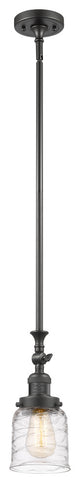 Small Bell 1 Light Mini Pendant, Oil Rubbed Bronze, Deco Swirl