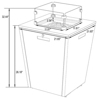 LeisureMod Marlin Chaise Lounge Set With Arms and Fire Pit Table, White