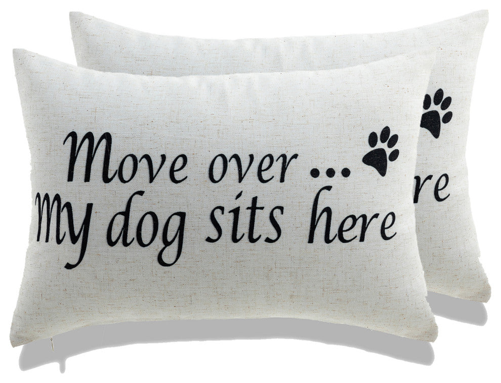 Home and Dog Throw Pillow, Set of 2, My Dog Sits Here