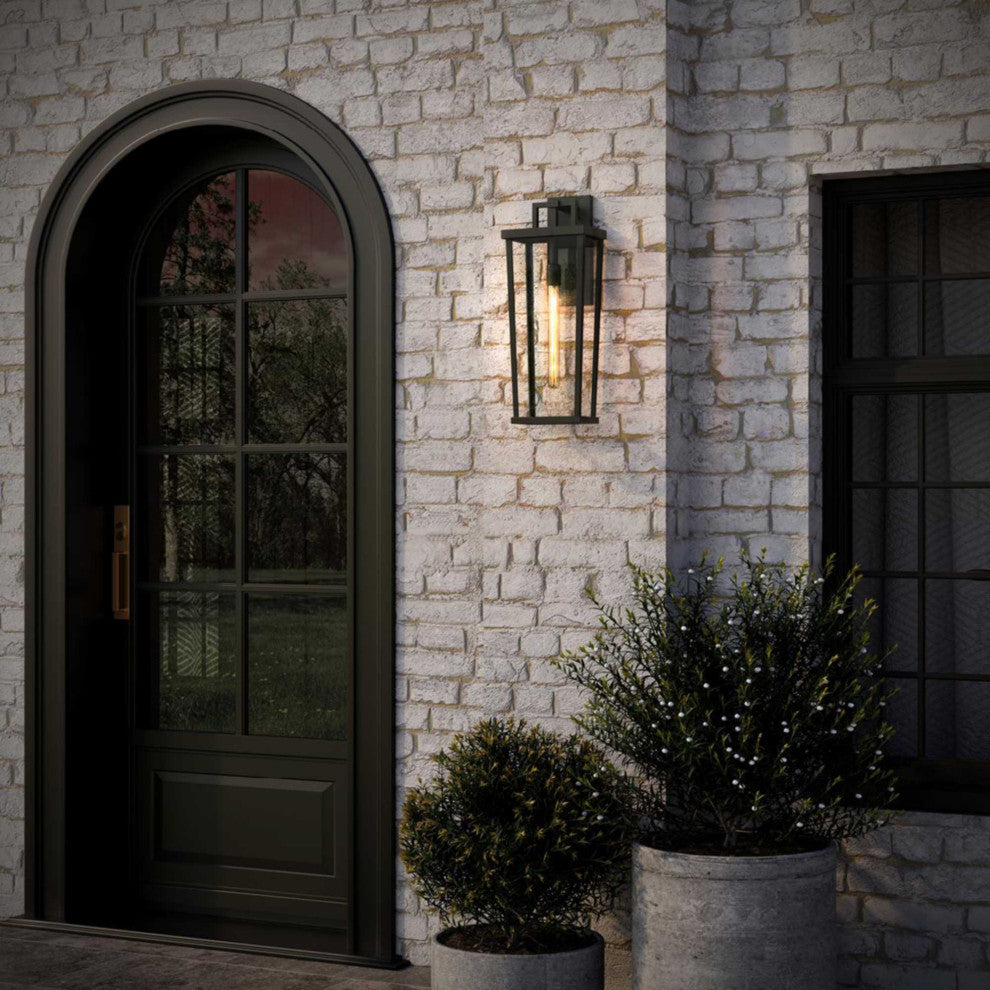 Tryon One-Light Black New Traditional Outdoor Wall Lantern, 9.5x7x24"