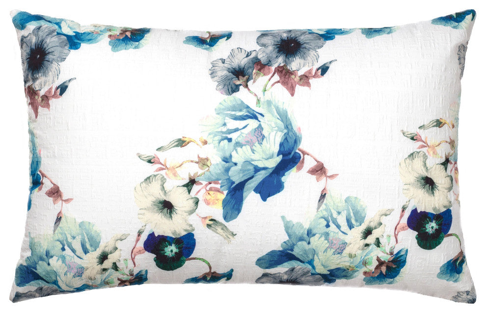 Linum Home Textiles Morning Glories Decorative Pillow Cover, Blue Multi, Lumbar