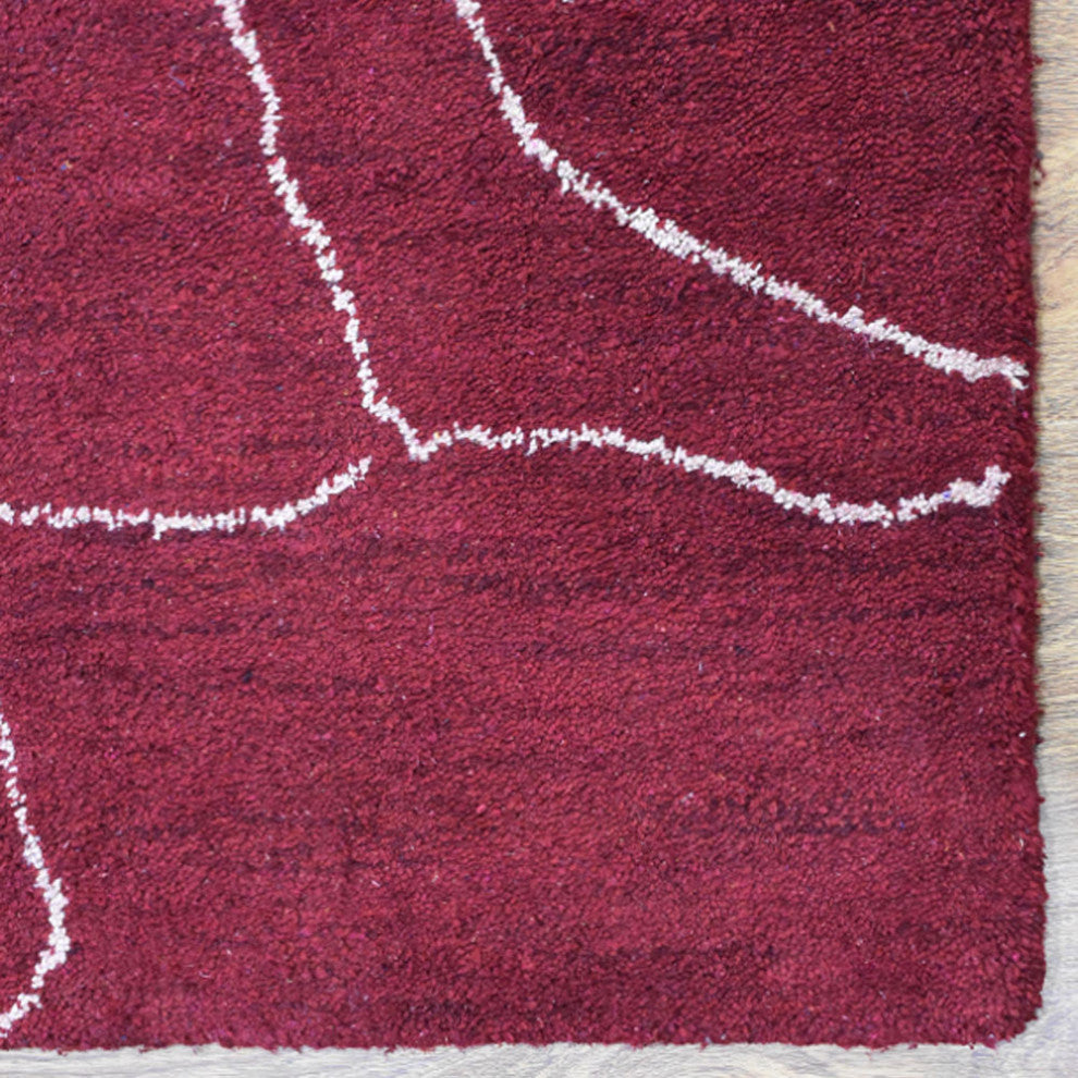 HAND KNOTTED LOOM SILK ECO-FRIENDLY RUGS-8'x10',Rectangle,Red White,Contemporary