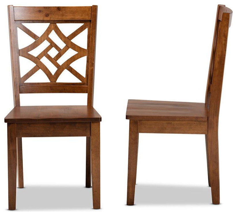 Walnut Brown Finished Wood 2-Piece Dining Chair Set