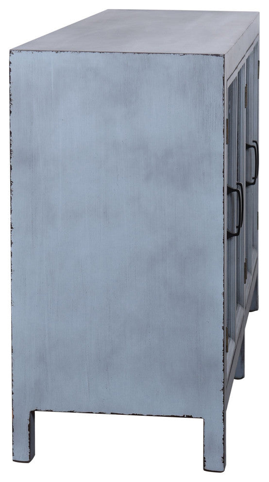Olive Blue Four Door Wooden Cabinet 32"H60"Wx16"D