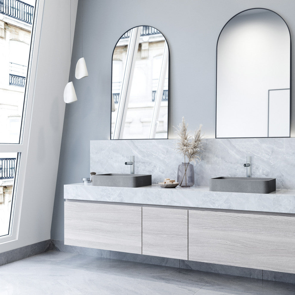 Tarragona 19"L x 14"W Concrete Vessel Sink and Ashford 11"H Faucet Set