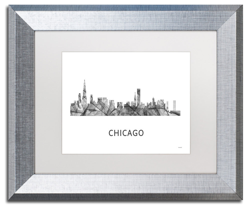 'Chicago Illinois Skyline' Framed Art, Silver Frame, White Matte, 14x11