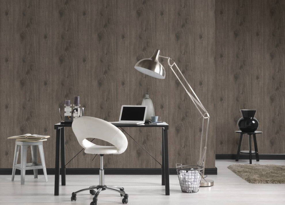 Faux Textured Wallpaper Wood, 300432, Dark Brown, Sample