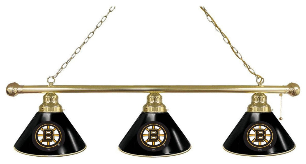 Holland Boston Bruins 3-Shade Billiard Light - Brass Fixture