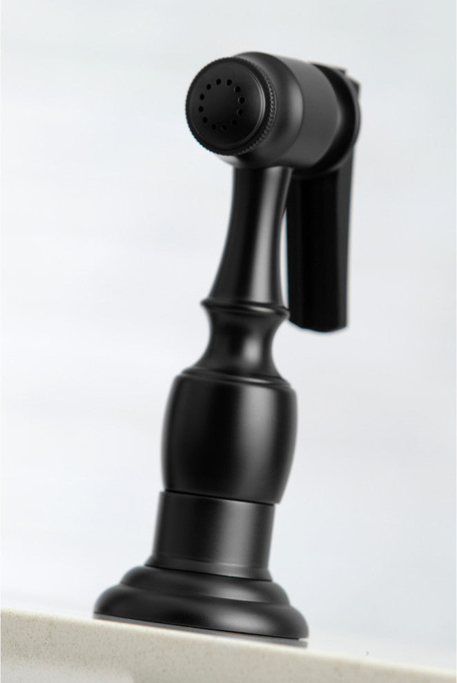 Kingston Brass Bridge Kitchen Faucet With Sprayer, Matte Black