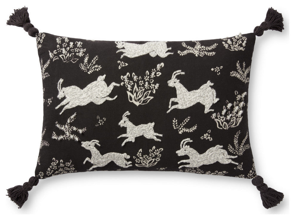 Loloi PLL0027 Black / Ivory 13" x 21" Cover w/Down Pillow