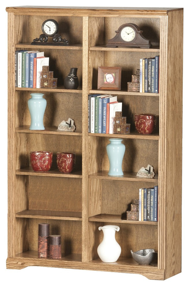 Oak Ridge, 84" Tall, Double Wide Bookcase, Gold Oak