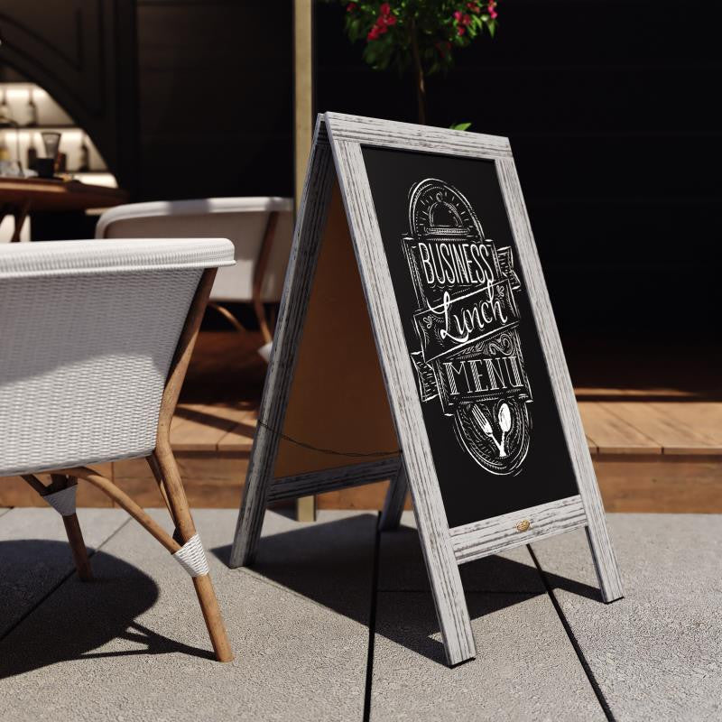 48" x 24" A-Frame Indoor/Outdoor A-Frame Magnetic Chalkboard Sign Set, Gray Wash