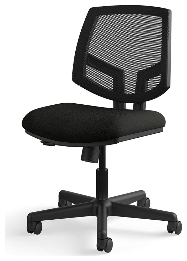 Mesh Back Task Chair, Center-Tilt, Black Soft Thread Leather