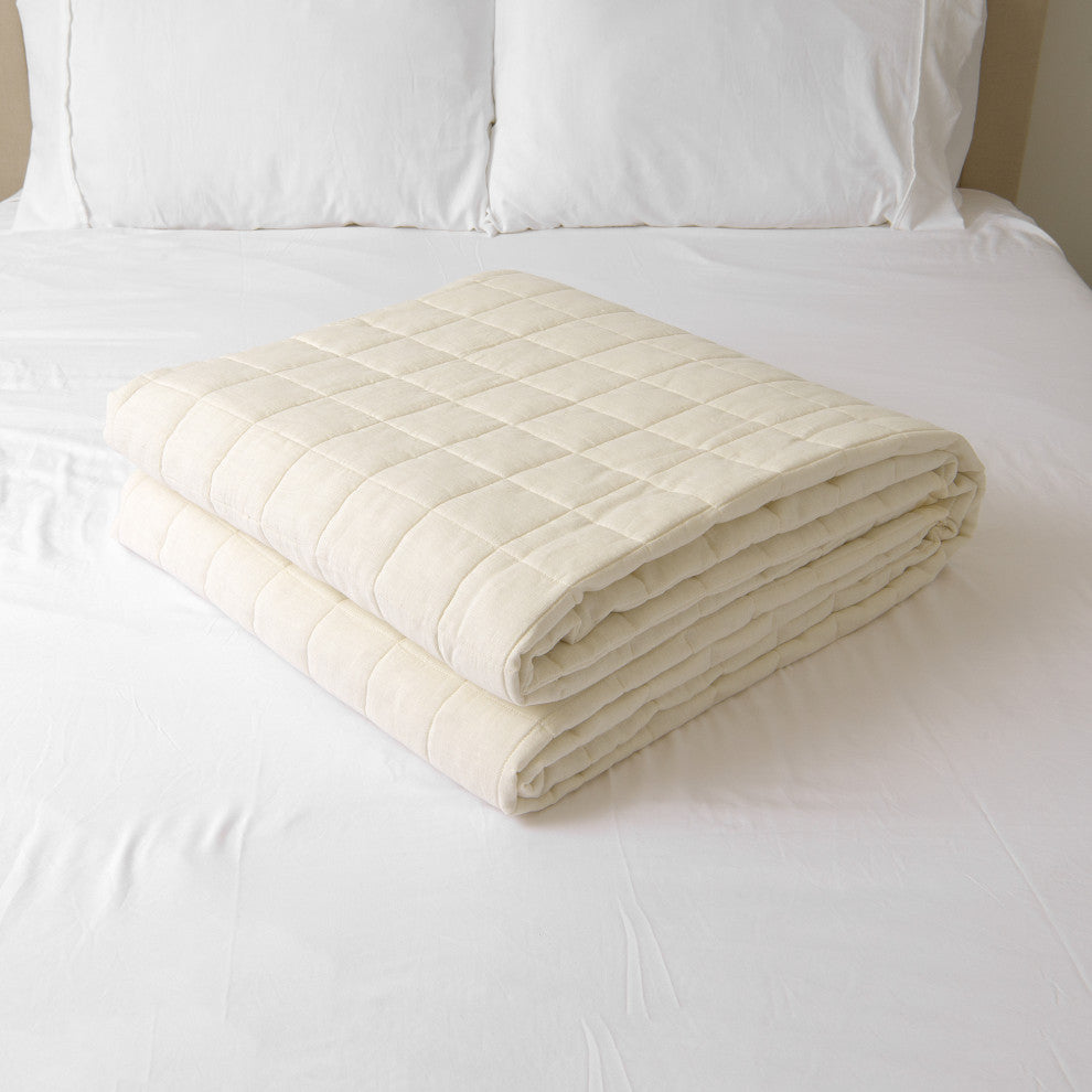 Linen and Cotton Diamond Quilt, White, King