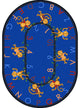 Kid Essentials Rug, Monkey Business, Blue, 7'8"x10'9" Oval